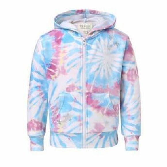 NEW! Butter Youth Girls 2-piece Set Multi Tie Dye Hoodie Zip Jacket and Shorts - Picture 3 of 5